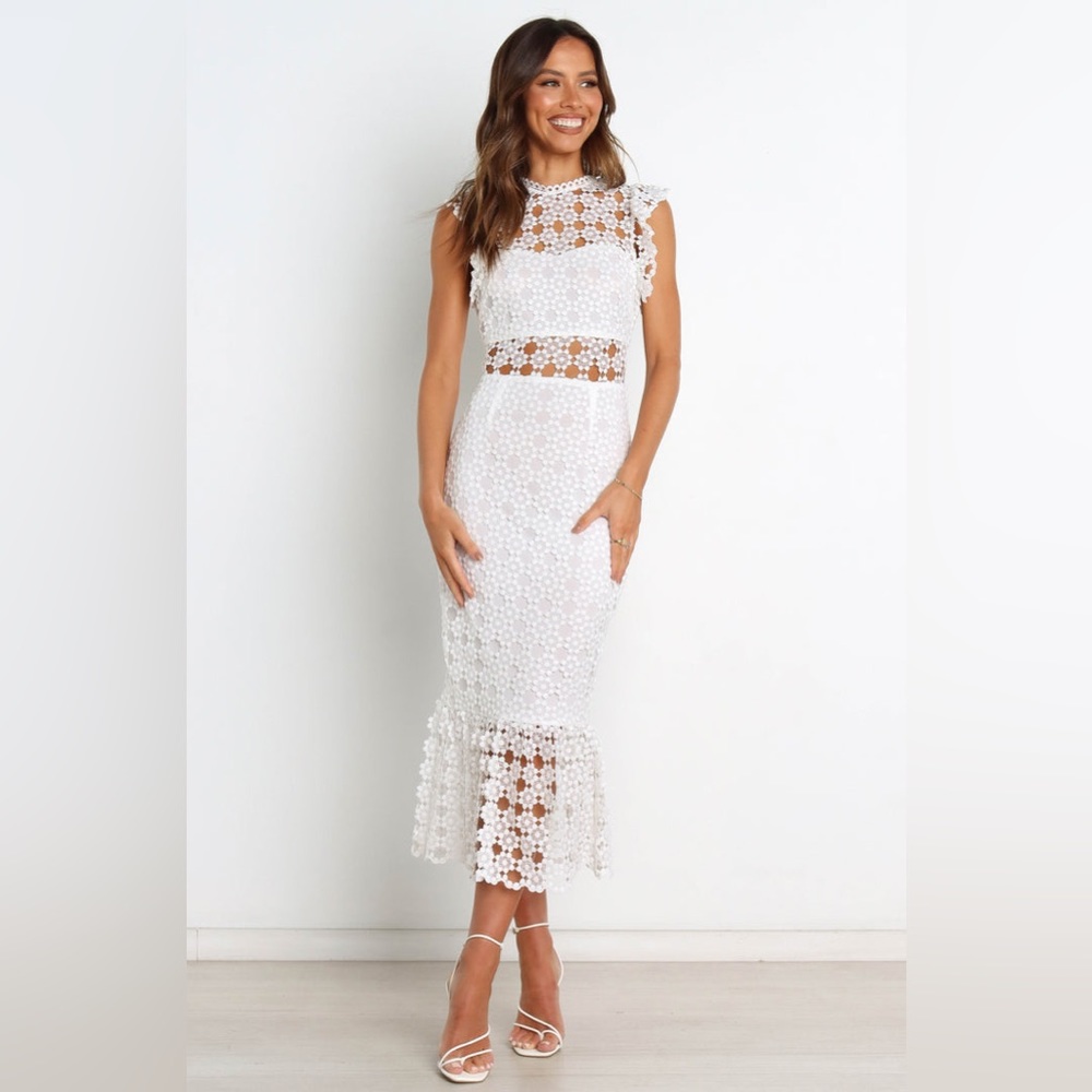 Petal & Pup White Lace Midi Dress